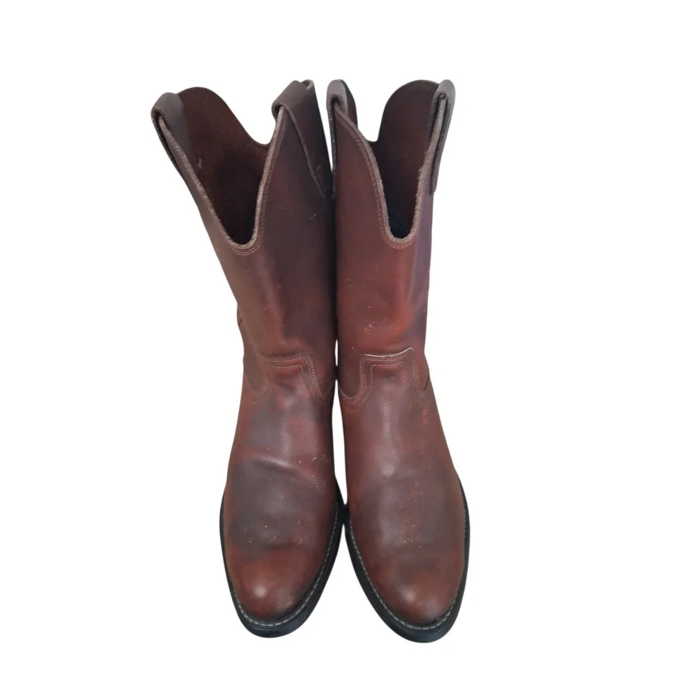Vintage Vulcan Western Mens‎ size 8½D Smooth Leather Cowboy Boots Oil Resistant